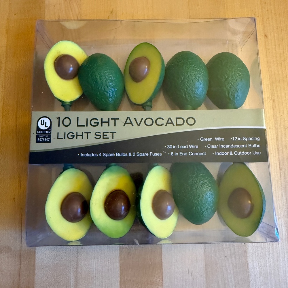 10 Light 🥑 Avocado Light Set By Kurt S Adler Green Wire Indoor/Outdoor *New